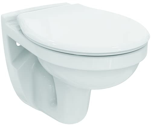 Ideal Standard Pack wc suspendu Astor 2 Cuvette wc avec Bride et Abattant Blanc Résistant Hygiéne Confort Installation Facile Certifié NF R034801