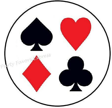 2cmØ 32-Stück! Aufkleber Sticker Briefumschlag-Siegel Post rund Playing Cards Suits Poker Casino Spielkarten ANZÜGE Poker Casino R959