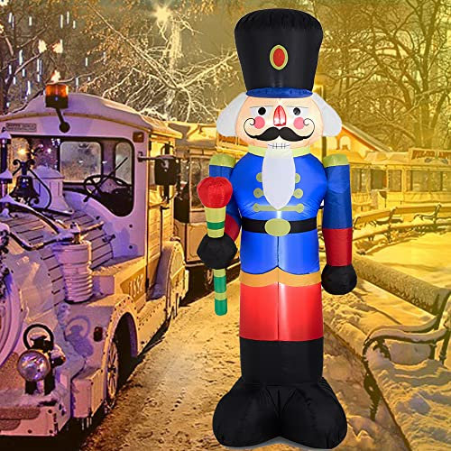 eUty Christams Lighted Inflatable Nutcracker Décor 8 FT Xmas Big Blow Up Decor for Yard, Garden
