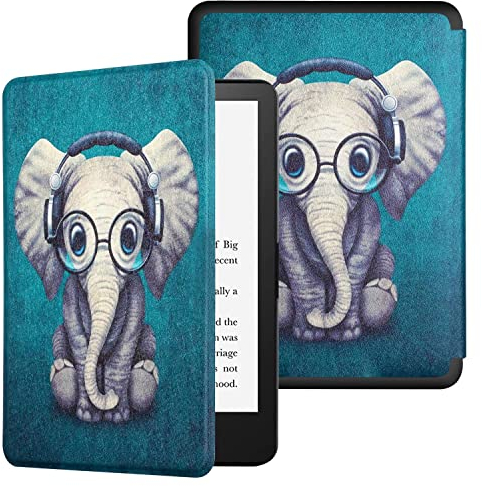 MOKASE Hülle kompatibel mit Kindle 10. Generation 2019 (Modell:J9G29R), Automatische Schlaf/Aufwach Synthetik Leder Fall mit Handschlaufe für Amazon Kindle 10. Generation 2019 Freigabe, Elephant