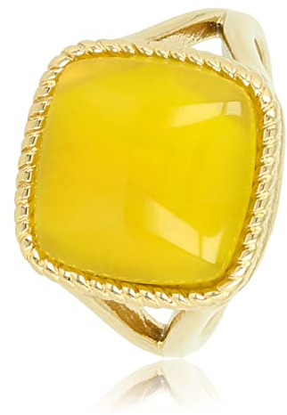 My Bendel Siegelring Gold mit gelbem Achat Edelstein- Stylischer Ringe für Damen mit echtem Edelstein - Bleibt schön und Verfärbt nicht - Stapeln Ringe - mit Luxuriösen Geschenkverpackung