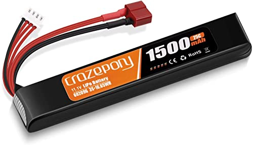 Airsoft-Akku 11,1 V wiederaufladbarer 3S LiPo 1500 mAh 25 C Hobby-Akku mit T-Plug Deans & JST XH-Anschluss für Airsoft-Modellgewehre