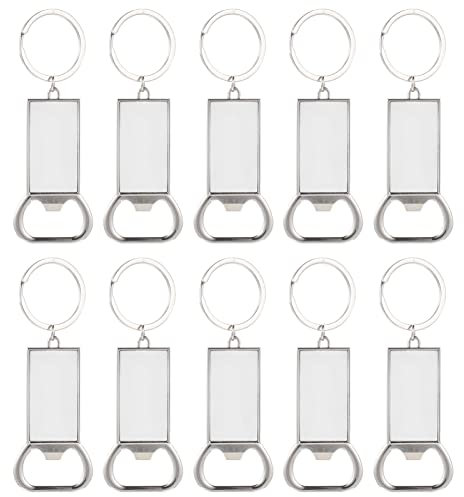 BESPORTBLE 10Pcs Keychain Bottle Opener Sublimation Blanks Products Craft Blanks Keychain Blanks Bottle Opener Keyring Decorative Beer Opener Blank Wine Opener tin Zinc Alloy Lid Lifter Flat