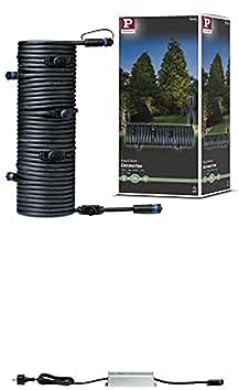 Paulmann Plug & Shine Set aus Connector 15m 1in-7out IP68 2x1,5mm² 93931 Verbindungskabel + Power Supply IP44 230/24V DC 75W 98849 Trafo Transformator 18.6 x 6.4 x 4 cm