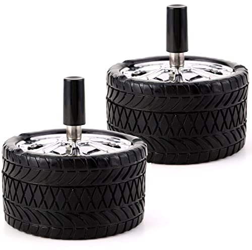 Aschenbecher Drehaschenbecher 2 StüCk Reifen Edelstahl Mit Deckel Zigarettenaschenbecher Winddichter Tischaschenbecher