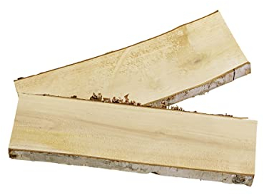 Deco Woerner Birken Schwartenbrett aus Holz Natur 2 Stück 35 x 8 & 35 x 12 cm Deko-Brett Holzdekoration mit Naturkante