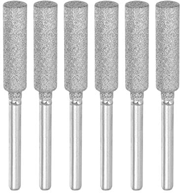 sourcing map 6pcs Diamond Coated Chainsaw Sharpener Bits 7/32 5.5mm Cylinder Head Electric Chain Saw Grinder