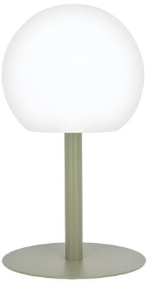 Xanlite, Lampe à Poser POP Boule Métal Rechargeable USB, Température de Couleur Réglable, Résistante IP44, Nomade avec Autonomie 8H, Finition Polie, Kaki