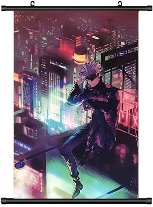 Großes 60x90CM Jujutsu Kaisen Kakemono Rollbild | Anime Manga Stoffposter Wallscroll Poster | Wanddeko Geschenk | Gojo