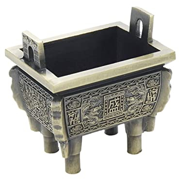 Wealrit Brûleur d'encens antique avec motif de dragon chinois sculpté pour brûler de l'encens, décoration (bronze)