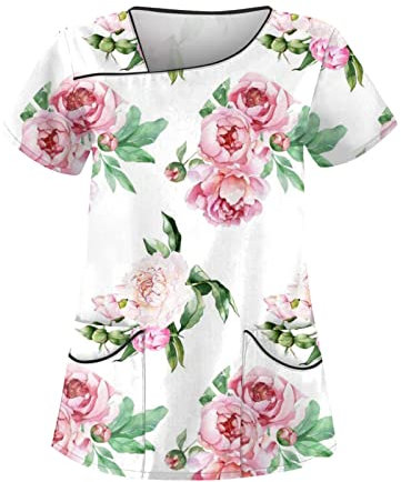 Kasacks Damen Pflege Kasaks Altenpflege Herren Kassaks Frauen Pflege Kasaks Altenpflege Damen Krankenschwester Kleidung Nurse Uniformen Kasack Damen Berufskleidung Pflegekasacks Damen(5-Pink,4XL)