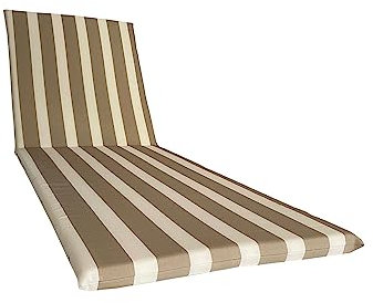 Wasserdichtes Kissen für Sonnenliege, 190 x 60 cm, wasserabweisendes Polyester, abnehmbarer Bezug, hergestellt in Italien (Weiß und Beige)