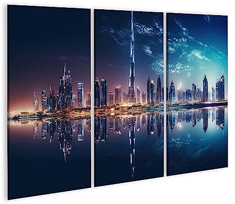islandburner Bild auf Leinwand Dubai bei Nacht Reisefotografie Bilder Wandbilder Poster JCRF-3P