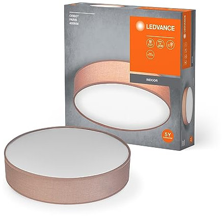 LEDVANCE ORBIS PARIS Deckenleuchte 480mm, braun, 3XE27-Sockel, kann mit smarter Lampe bestückt werden, hochwertiges, modernes Design, mit Stoffschirm, geeignet für Innenräume, rund, IP20 Schutzklasse