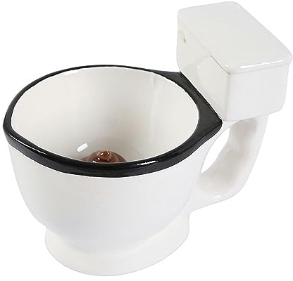CAPIJIONG 300ml/10.1oz Inodoro creativo y personalizado, divertido inodoro de cerámica 3D, taza, diseño de inodoro, taza de café para la oficina casa-inodoro con taza de inodoro-301-400ml