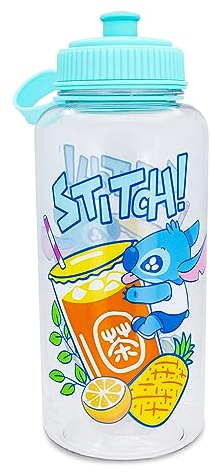 Disney Lilo & Stitch Gourde Bouteille d'eau en plastique avec couvercle anti-fuite, pour thé aux perles – Capacité : 1000 ml