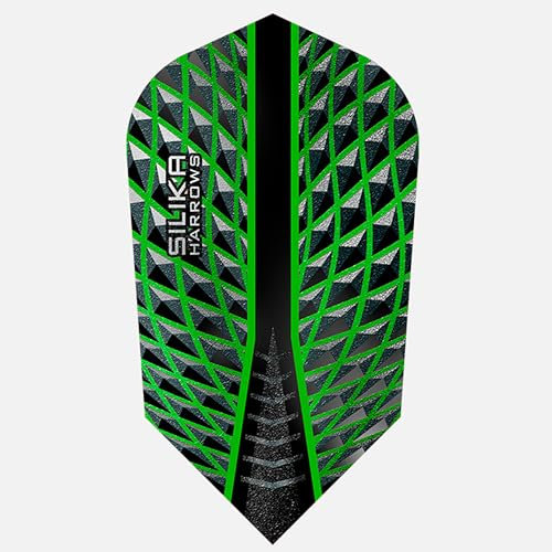 Harrows SILIKA SLIM | Set of 5 Premium Extra Strong Dart Flights (15 Flights) (Green)