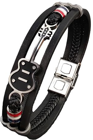 BISONBLUE Armbänder Herren Armband Geschenk Armreif Männer Musikinstrument Lederarmband Hip Hop Gitarre Zubehör Luxus