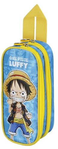 One Piece Monkey-Estuche Portatodo Doble, Azul, 22 x 9,5 cm