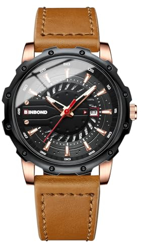 Avaner Uhren Herren Leder Kalender: wasserdichte Herrenuhr Analoger Quarz Uhr mit leuchtende Zeiger Männer Uhr Schwarz für Zuhause Freizeit Sport Business