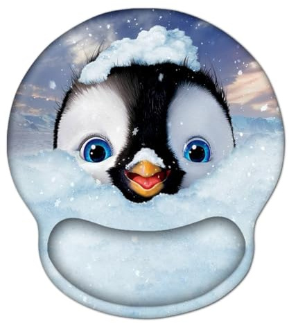 AOKSUNOVA Ergonomisches Mauspad Mousepad mit Handauflage Mouse Pad Pinguin | Ergonomisches Mauspad mit Memory Schaum Handauflage,Komfortable Handgelenkstütze,Rutschfeste Basis für Büro und Gaming