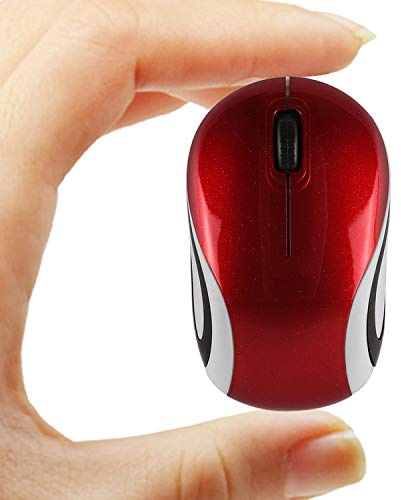 Wireless Mouse Cute Mini Computer Mouse Small Size Pocket Portable Compact Travel USB Optical Mice 3 Buttons 1000 DPI Cordless Mouse for Laptop PC Computer Notebook MacBook Kids Girl Gift (Red)