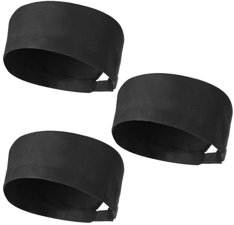 KALIONE 3 Stück Unisex Kochmütze, Kochmütze für Herren, verstellbare Küchen Kochmütze mit atmungsaktivem Netzoberteil, Schwarze Sushi Mütze für Erwachsene
