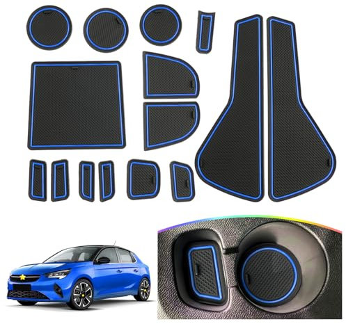 SKTU Antirutschmatten kompatibel mit Opel Corsa F 2020-2024 2025 (Manuelle Schaltgetriebe) Gummimatten Türschlitzmatte (Blau)