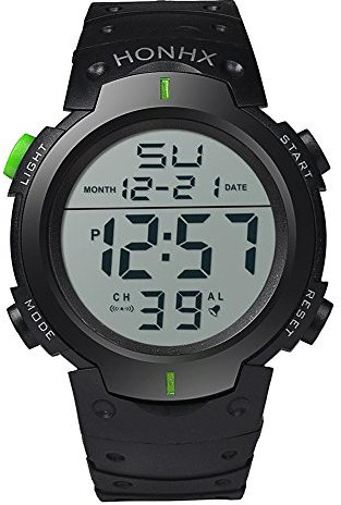 Montre Homme Digitale Outdoor Sport Grand Cadran Militaire Multifonction Étanche Montre LED Lumière Alarme Calendrier Date Montre avec Bracelet en Plastique