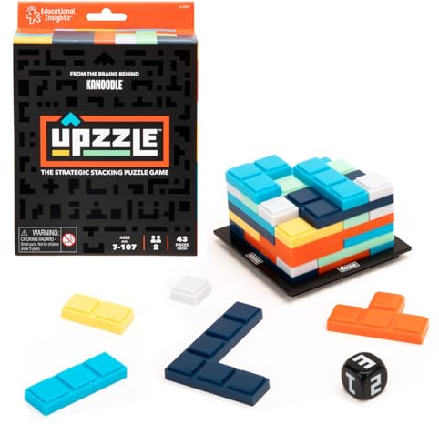 Learning Resources Upzzle, Juego de rompecabezas de apilamiento estratégico, juego de rompecabezas para estimular el cerebro, regalos para niños y niñas de 7 años, juego de viaje para 2 jugadores