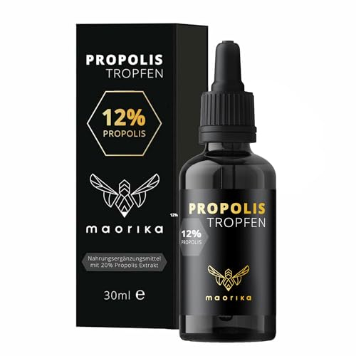 maorika Propolis Tinktur alkoholfrei mit 12% reinem Extrakt 30ml - Propolis Tropfen wasserlöslich aus 100% natürlichem Ursprung - hochwertige Imkerqualität, laborzertifiziert