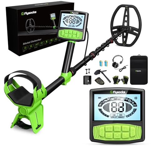 Flysocks Metal Detector Set, Rilevatore di Metalli Impermeabile IP68, Profondità di Rilevamento 25,4 cm, 5 Modalità (45-126CM), Adatto per Adulti e Bambini