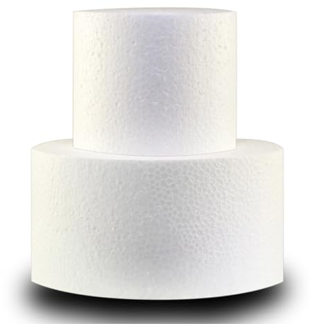 Styropor Torte 2 Etagen Qualität 12g/l rund höhe ges. 17cm besteht aus ⌀ 10,5 / 16cm mit doppelseitiges Klebeband Ideal für Cake Dummy/Geburstag/Feier