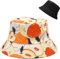 Malaxlx Damen Gelb Pfirsich Muster Fischerhut Bucket Hat Anglerhut Sonnenhut Reversibel Fischerhüte Sommerhut Faltbarer Strandhut Draussenhut
