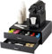 Baroni Home Kaffeepad-Schublade, Universeller Organizer für 30 Nespresso und Dolce Gusto, Fach für Tee und Zubehör, Kompakt aus strapazierfähigem Kunststoff, 2 Schubladen, 34x13x34 cm, Schwarz