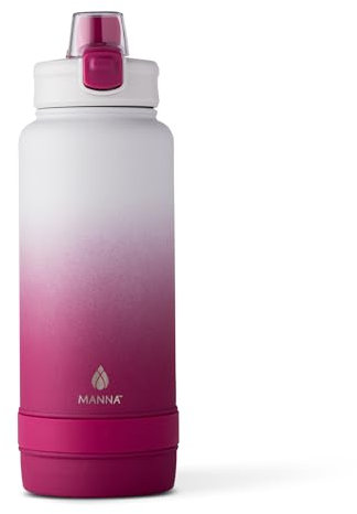 Manna Push Stainless Steel Bottle with Push-open Locking Lid and Sipping Spout - 40 Oz - Mystic Ombre