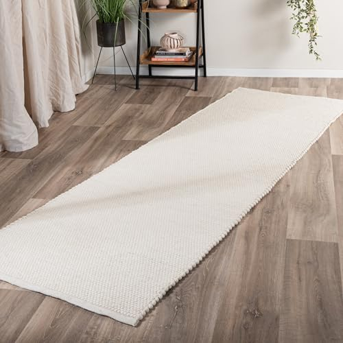 FRAAI | Home & Living Wollteppich LäUfer - Feline Weiß - Wolle - Flachgewebe - Einfarbig - Modern, Skandinavisch - Schlafzimmer, Flur, Babyzimmer - Carpet