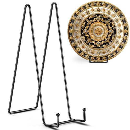 TR-LIFE 14 Inch Heavy Duty Plate Stand (2 Pack) - Metal Display Easel for Large Plates, Platters, Picture Frames, Signs, and Posters