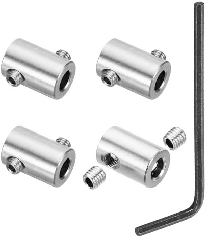 PATIKIL 6mm Hole Wire Rope Clips Set, 4 Set 304 Stainless Steel Double Holes Lock Cable Clamps Clip with M5 Hexagon Screws Spanner for Cable Fitting, Silver 12x15mm