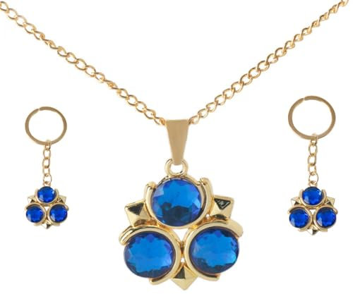 SUPTOFF Game Zelda Legend Charms Collier et porte-clés en forme de saphir, Ardoise Sheikah et épée Hylian – Bleu S03, Argenté., M