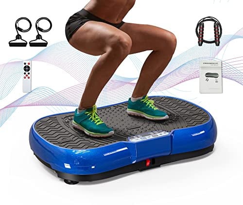 bigzzia Vibration Platform with Rope Skipping, Whole Body Workout Vibration Fitness Platform Massage Machine for Home Training and Shaping (BLUE)