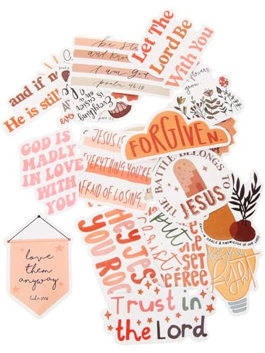 BESTonZON 50Stücke Jesus Christliche Aufkleber für Scrapbooking Wasserflasche Laptop Dekorative Sticker für Junge Mädchen und Erwachsene Wiederverwendbare Aufkleber Kreative Gestaltung