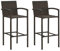 Barhocker, 2 Stück Polyrattan-Terrassen-Barstühle mit Rückenlehne, Brauner Barhocker mit Thekenhöhe und Fußstütze, für Drinnen, Garten, Pool, Rasen, Hinterhof