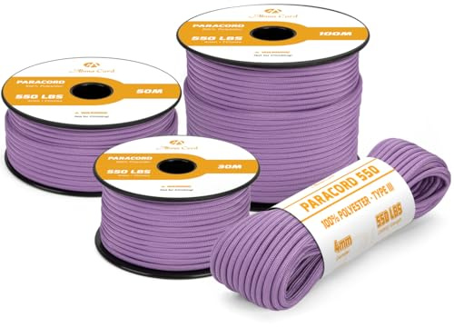 Abma Cord Paracord 4mm 30m Schnur Typ III Paracord 550 Seil 7 Kern | Max 250kg (550lbs), Polyester, Basteln, Camping, Survival, Outdoor