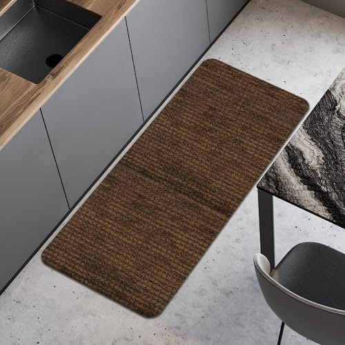 Comart - Küchenteppich Nancy – rutschfest – maschinenwaschbar – moderner Läufer aus Chenille – Läufer für Flur und Küche – weich und langlebig – Made in Italy – Dunkelbraun – 50 x 130 cm