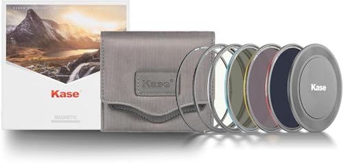 Kase Wolverine Revolution Pro ND-Filter-Set, magnetisch, stoßfest, gehärtetes optisches Glas, mit farbcodierten Ringen, inkl. CPL ND8 ND64 ND1000 Objektivdeckel und Etui (46 mm)