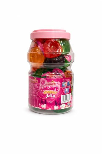 Daffy’s Heart Shaped Pop Jelly Candy Jar – Assorted Fruit Flavoured Squeeze Jelly Sweets, Individually Sealed, Sugar Free Party Treats - 30pcs