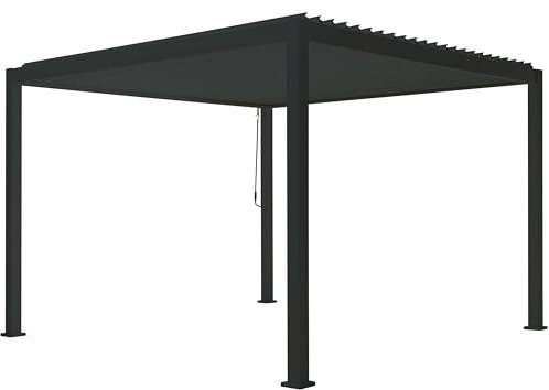 Green Spirit Lamellendach Pergola Mirador Deluxe 3x3 - Anthrazit, Aluminium, 300x300x250 cm - Lamellen Pavillon, Garten Terrassen Überdachung