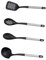 KICHOUSE 1 Juego De 4 Piezas Kit de cocina volteador ranurado cucharón cerebro de cocina bateria de cocina juego de ollas espátulas de nailon espátula de nailon Acero inoxidable Negro