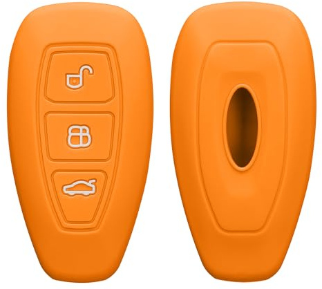 kwmobile Schlüsselhülle für Ford 3-Tasten Autoschlüssel Keyless Go Hülle - Autoschlüssel Schlüssel Hülle aus Silikon - Schlüsselschutz Gehäuse in Fruity Orange